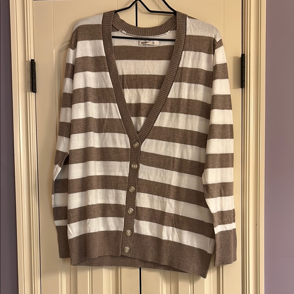 Old Navy Striped Brown & Cream Cardigan XL